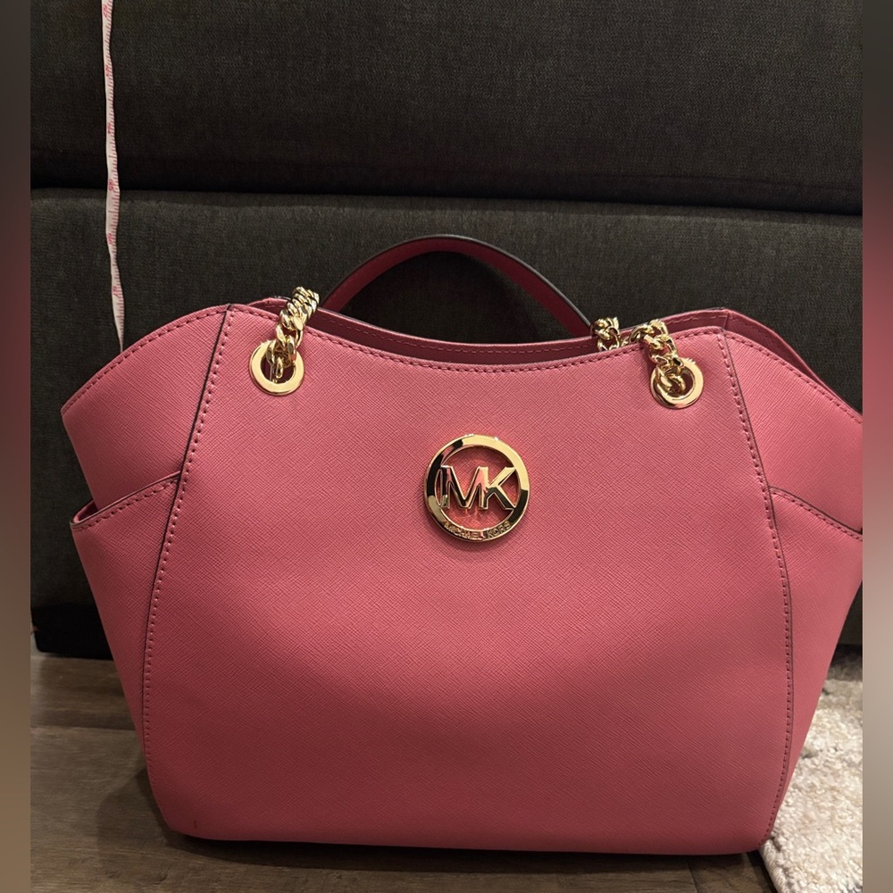 Michael Kors Pink Satchel with Gold Accents